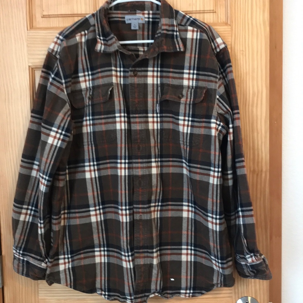 Carhartt Brown Plaid Casual Button Down Shirt